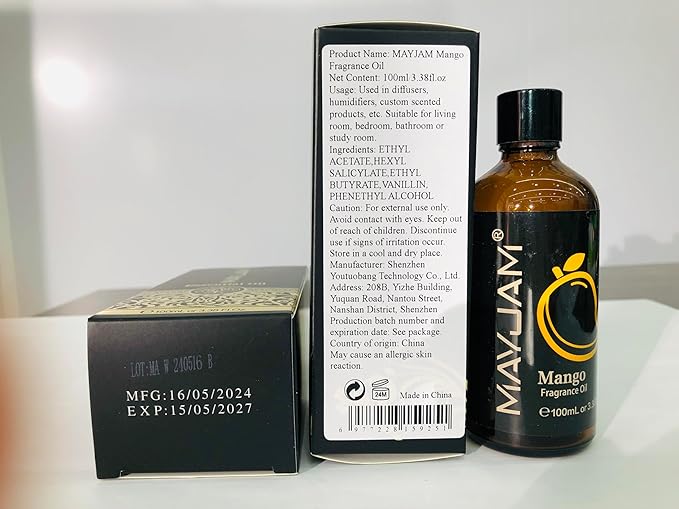 MAYJAM 100ML/3.38FL.OZ Mango Fragrance Oils with Glass Dropper, Essential Oils for Diffusers for Home, Long Lasting Scented Oils for Diffusers Soap Candle Making