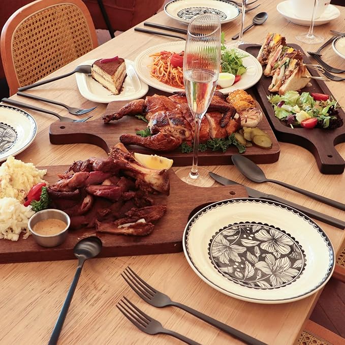 Stainless Steel Flatware Set Hand Forged 18/10 Silverware Set Matte Black Cutlery Set with Cuboid Handle Matte Finished 20 Pieces Home Event Use Wedding Housewarming Gift Service for 4