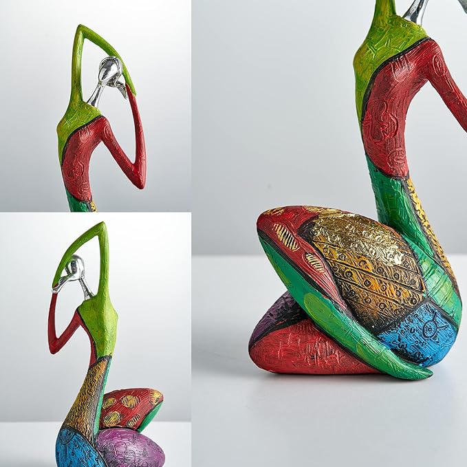 Octdays Art Yoga Female Sculpture Figurines, Abstract Woman Statue for Home Decor, Colorful Decorations for Living Room Shelf Office Cabinet Accents - B