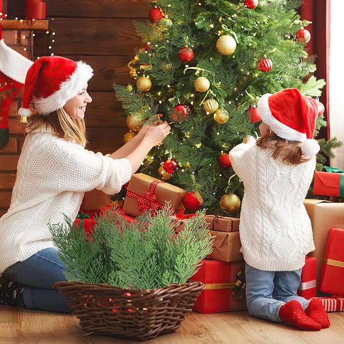 Hananona Artificial Pine Branches,40 Pcs Christmas Faux Cedar Stems, Artificial Faux Cedar Branches, Fake Christmas Greenery Pine Picks for Wreath Craft DIY Home Kitchen Decorations (40, Green)