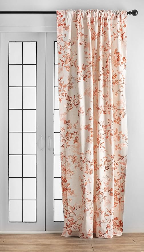 Maison d' Hermine Curtains for Living Room 100% Cotton 84 inch Length Two Panels Light Filtering Curtains for Bedroom Windows with Rod and Loop Pockets Drapes (Equinoxe Terracotta, 50" W x 84" L)