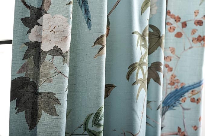 Maison d' Hermine Curtains for Living Room 100% Cotton 108 inch Length One Panel Light Filtering Curtains for Bedroom Windows with Rod and Loop Pockets Drapes (Hokuzai Blue, 50" W x 108" L)
