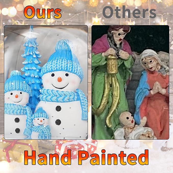 Christmas Snowman Snow Globes, Snowman Family Musical Snow Globe Lantern with Timer, Lighted Christmas Decorations Indoor, USB or Battery Operated