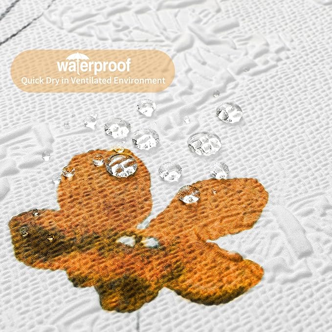 QIYI Watercolor Floral Shower Curtain, 3D Embossed Butterflies Orange Pink Flower Bathroom Curtain, Minimalist White Cloth Bath Curtain, Waterproof Fabric Textured Shower Curtain Set with Hooks, 72x72