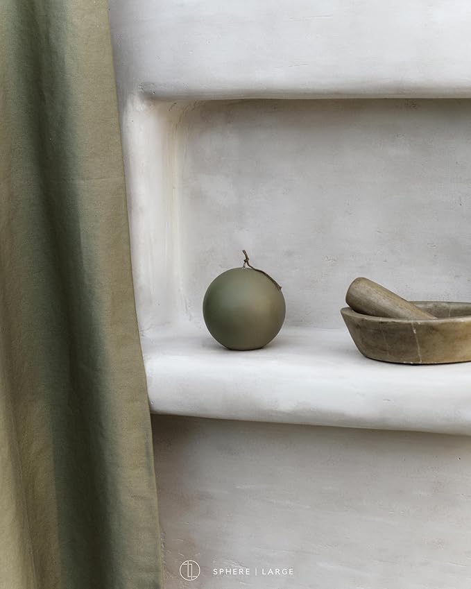 LAWA Sphere Candle - Beautiful Handmade Pillar Scented Soy Wax Elegant Aesthetic Candle Housewarming Gift Home Room Shelf Decor Idea (Earthy Green, Large)