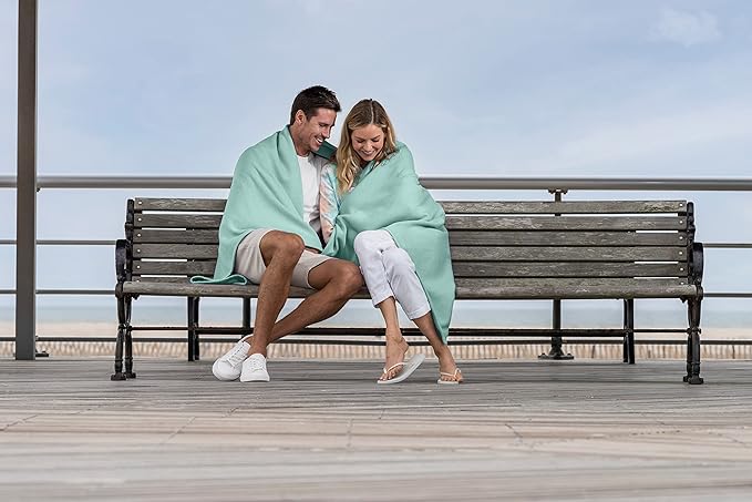 MV Sport Lightweight Sweatshirt Blanket Throw – Warm & Cozy, Breathable Oversized Fleece Knit, Couch, Bed, Travel, Cold Nights, and Outdoors – Soft Light Weight Blanket 54" x 84" Ocean