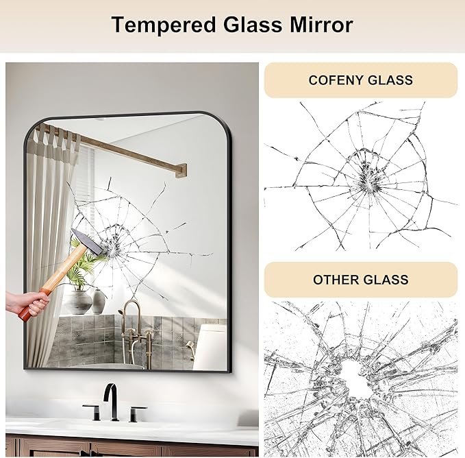 Bathroom Mirror, 30x36 inch Black Rectangle Wall Mounted Mirror with Thin Frame, Bathroom Vanity Mirrors for Over Sink, Entryway, Living Room, Bedroom