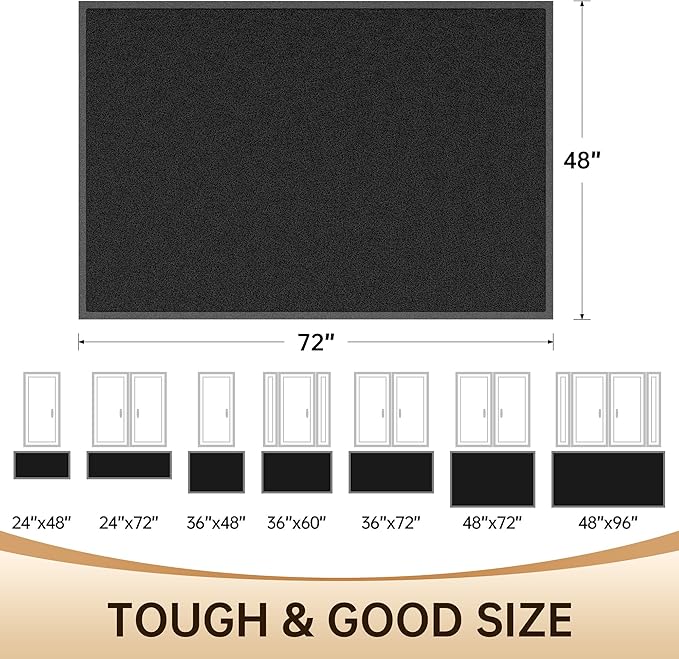 Amyracel Front Door Mat Indoor Outdoor Entrance, 48" x 72" All-Season Waterproof Doormat for Enterway, Heavy Duty Commercial Floor Mat, Fade Resistant, Rubber Back, Low Profile, Easy Clean