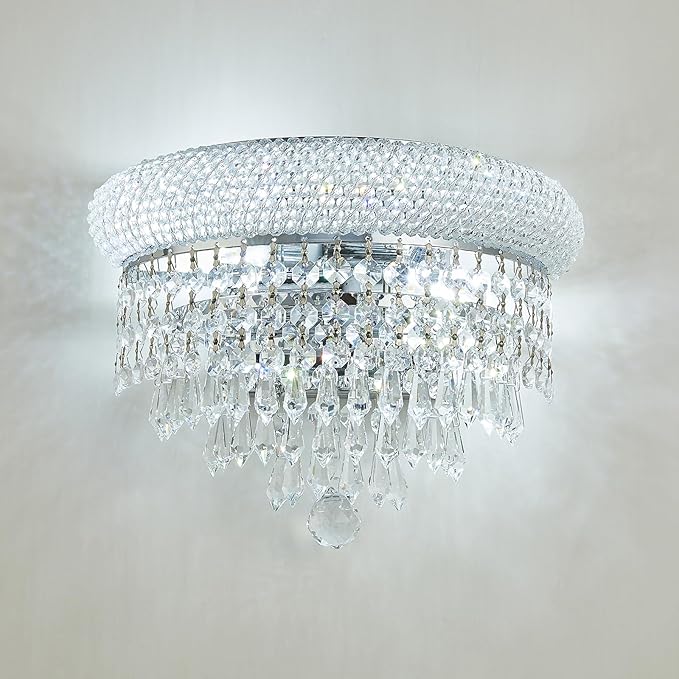 2-Lights Crystal Icicle Prisms Drops Wall Sconce Light for Living Room Dining Room Bathroom Vanity Mirrors Hallway Bedroom Closet Stairway (Chrome)