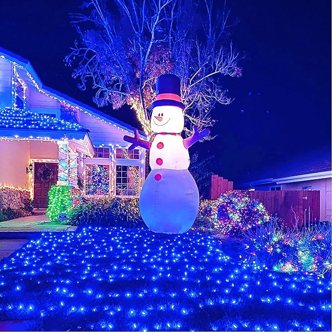 YEGUO 165ft 500 LED Blue Christmas Lights Outdoor Waterproof, Clear Wire String Lights Indoor Plug in, 8 Modes Twinkle Tree Light for Xmas Party Garden