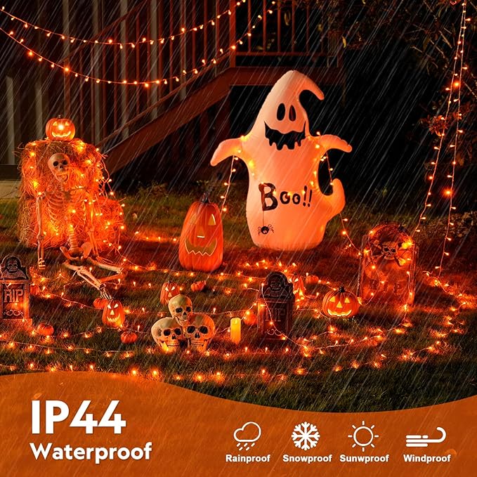 JMEXSUSS 400 LED Orange Lights for Halloween Decor, 132ft Orange String Lights Plug in with Remote, Halloween Light for Fall Room Garden Patio Party Haunted House Indoor Outdoor Decorations