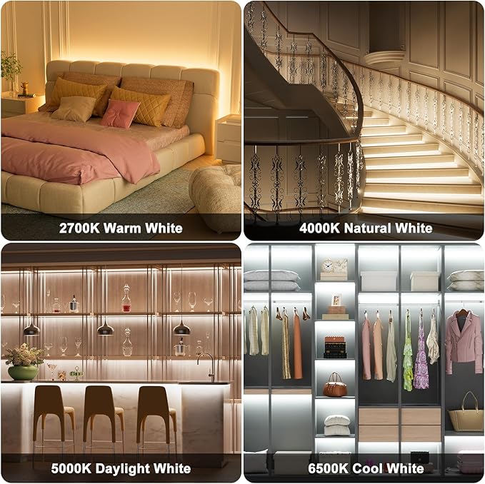 PAUTIX COB LED Strip Light White CCT Tunable 6400LEDs,CRI90+ 32.8ft/10m Dimmable 2700K-6500K 24V LED Tape Light,for Under Cabinet Bedroom Kitchen TV Mirror DIY Lighting(Adapter & Dimmer NOT Included)