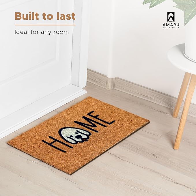 Home Dog - 17"x29" - Coir Door Mat with Heavy Duty Backing - Welcome Mats for Entryway, Porch - Anti-Slip PVC & Coconut Fiber Surface - Natural Home Accessories, Minimalist Original Design