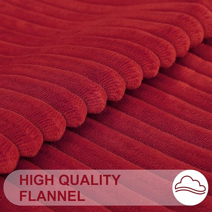 Simmore Decorative Fall Throw Pillow Covers 12x20 Set of 2, Soft Natural Plush Flannel Double-Sided Fluffy Lumbar Pillow Covers for Couch Sofa Living Room, Red