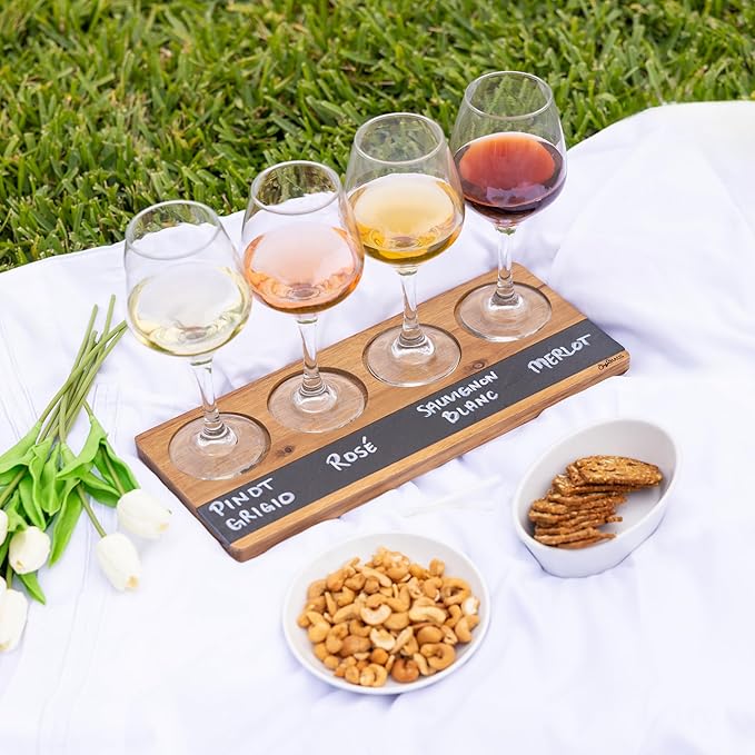 2-Pack Wine Flight Boards – Rustic Wooden Tasting Trays for Wine & Charcuterie – Bar Serving Paddles for Couples, Wine Gift Set for Tastings, Entertaining & Home Décor