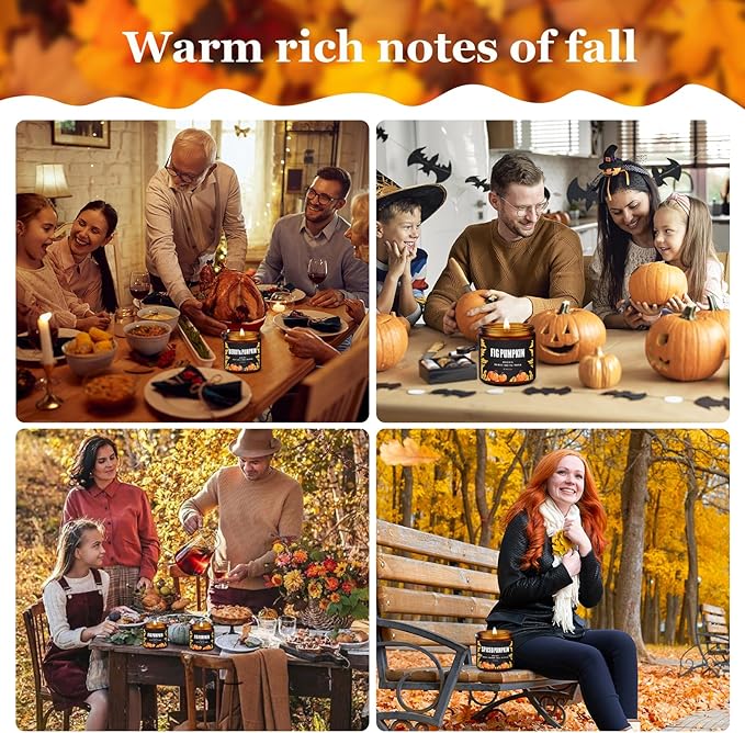 Fall Candles Set/6Pack Pumpkin Scented Candles for Home Decor,Halloween,Autumn Candle Scents of Berry,Sugar Lemon,Spiced Apple,Autumn’s Breeze,Cinnamon,FIG,Christmas Candle Gifts,Fall Gifts for Women