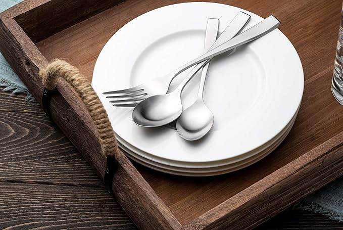 Godinger Flatware Set, Matte Finish Stainless Steel Cutlery Silverware Flatware Sets, 20 Piece Set, Service for 4