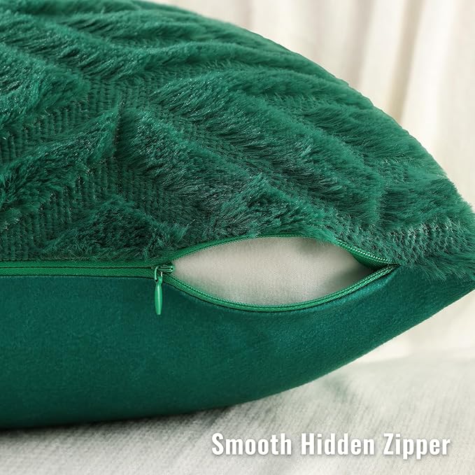 decorUhome Christmas Couch Throw Pillow Covers 26x26 Set of 2, Decorative Soft Plush Faux Wool Neutral Accent Pillow Covers for Bed Sofa Living Room, Green