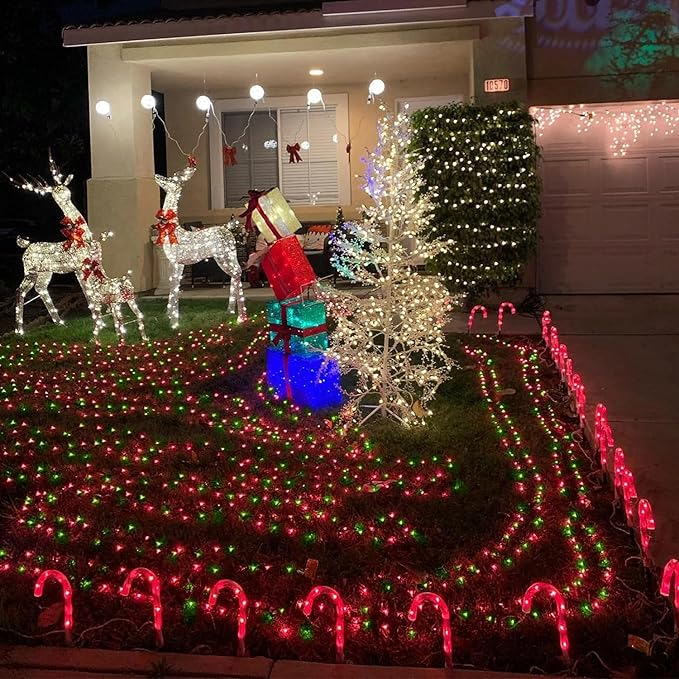 YEGUO 165ft 500 LED Christmas Lights Outdoor Waterproof, Red and Green String Lights Plug in, Green Wire Twinkle Tree Lights Indoor with Timer Memory 8 Modes