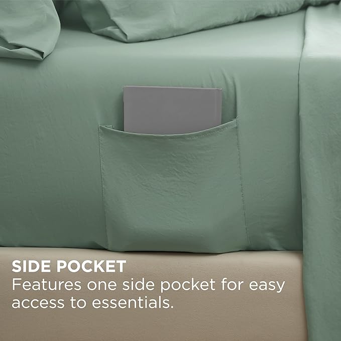 Bedsure Deep Pocket King Sheet Set - 6 Piece, Prewashed Ultra-Soft King Size Sheets Set, Fits Mattresses Up to 18 Inches Thick, Breathable & Secure Fit, Hotel Luxury Bedding, Sage Green