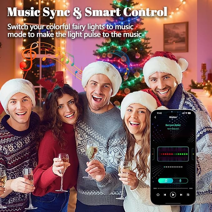 Vigdur 33FT RGB Globe String Lights, 100 Balls DIY Color Changing Fairy Lights USB Powered with Remote & APP Control, Music Sync, Christmas Twinkle Light for Bedroom Party Xmas Tree