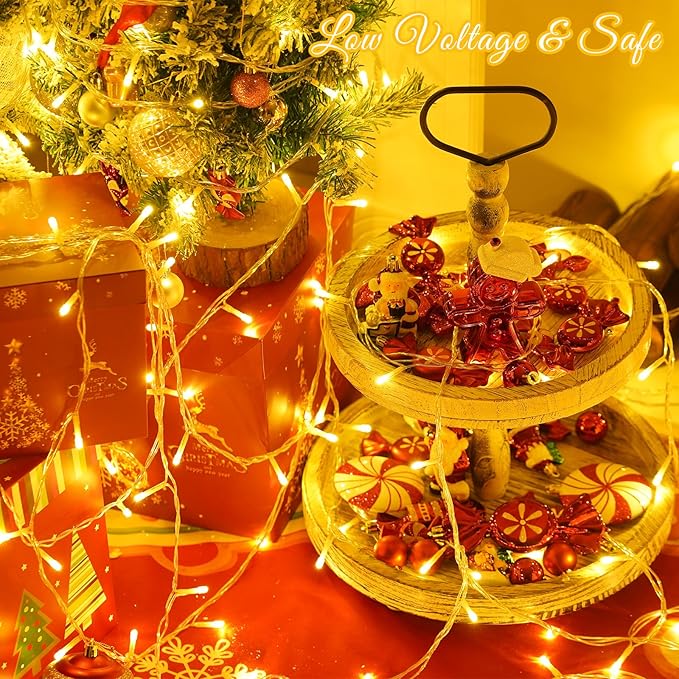 YEGUO 165ft 500 LED String Lights Outdoor Waterproof, Clear Wire Christmas Lights Indoor Plug in, 8 Modes Fairy Light for Party Wedding Classroom Tree(Warm White)