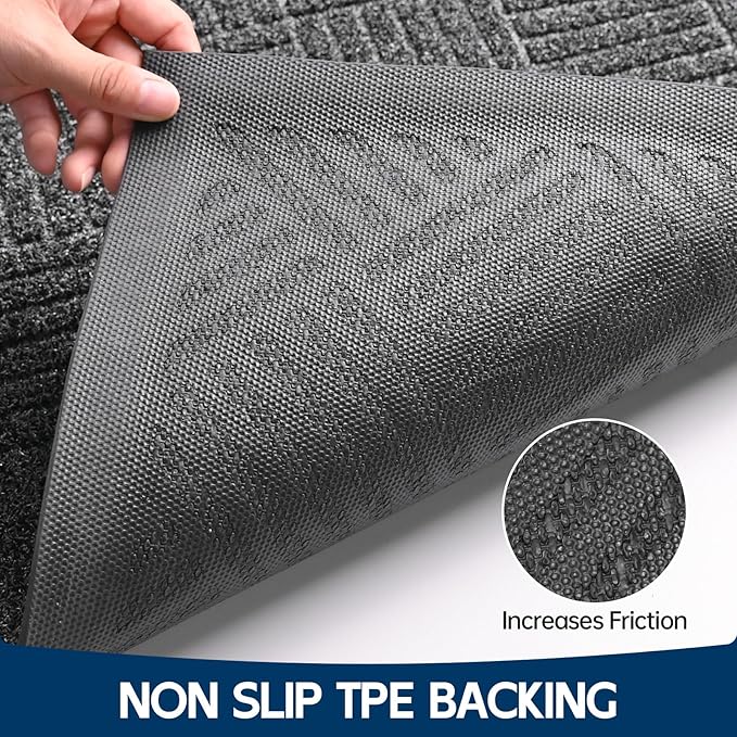 Front Door Mat Outside Entrance, 5' x 4' Heavy Duty Indoor Outdoor Door Mats for Entryway, Trap Dirt Outdoor Doormat Low Profile, Non Slip Welcome Mats for Front Door, Artificial Grass