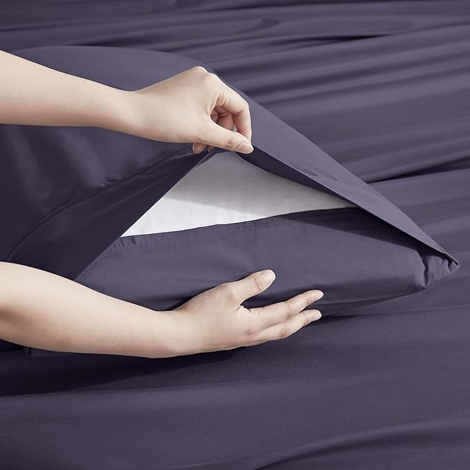 Nestl Extra Deep Full Sheet Set - 6 Piece Breathable & Cooling Sheets - Hotel Luxury Bedding Set w/18-24 Inch Deep Pockets - Easy & Secure Fit - Super Soft, Wrinkle Free & Comfy - Purple