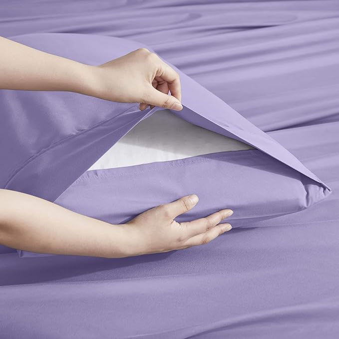 Nestl Extra Deep King Sheet Set - 6 Piece Breathable & Cooling Sheets - Hotel Luxury Bedding Set w/18-24 Inch Deep Pockets - Easy & Secure Fit - Super Soft, Wrinkle Free & Comfy - Lavender