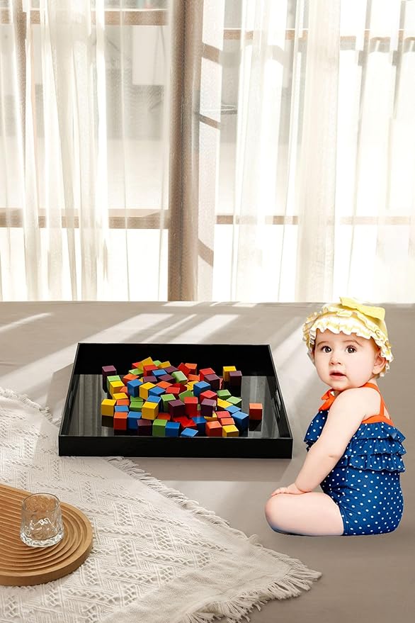 King Size Acrylic Tray with Embedded Handle,No Need to Assemble-for Bed,Ottoman,Coffee Table, Breakfast, Tea, Food, Butler - Decorative Tray (24x24 Inch, Black)