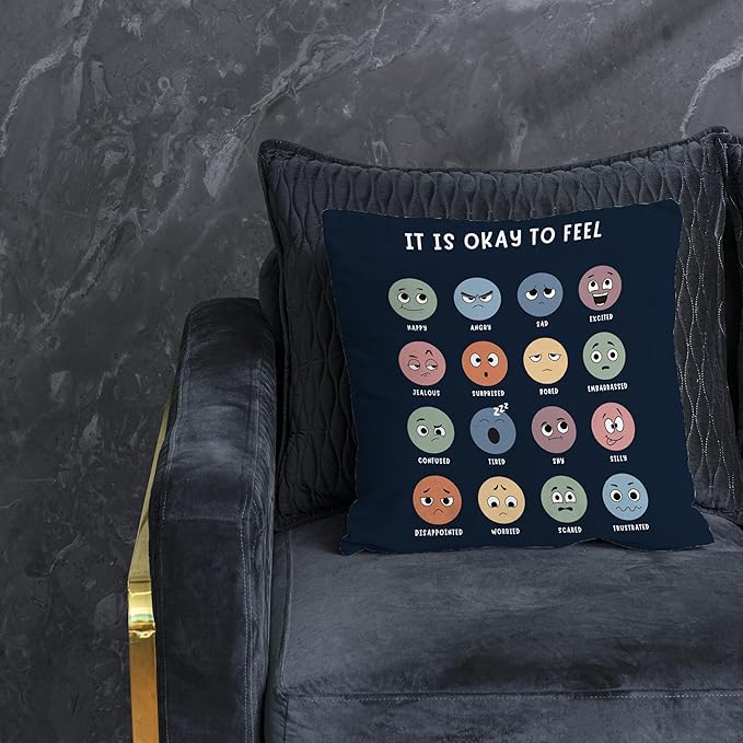 Nogrit Counseling Office Must Haves Throw Pillow Cover, Calming Corner, Mental Health Pillowcase Decor for Home Kids,Mental Health Counselor Gifts, Calming Corner Pillow Covers 18x18 Navy Blue
