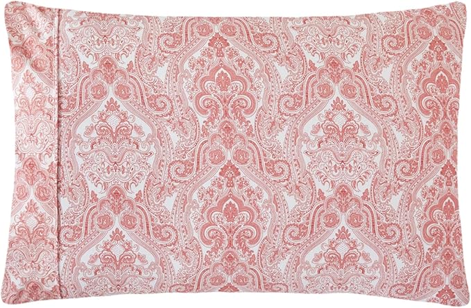 Full Size Bed Sheets Set Deep Pockets - 6PC Paisley Ultra Soft Microfiber Bed Sheets Set - Easy to Clean, 90 Thread Count Sheets with Fitted Sheet, Flat Sheet & Pillowcases (Soft Pink)
