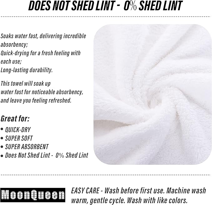 MOONQUEEN 18 Pack Premium Hand Towels - Quick Drying - Microfiber Coral Velvet Highly Absorbent Towels - Multipurpose Use as Hotel, Bathroom, Shower, Spa, Hand Towel 16 x 28 inches (White)