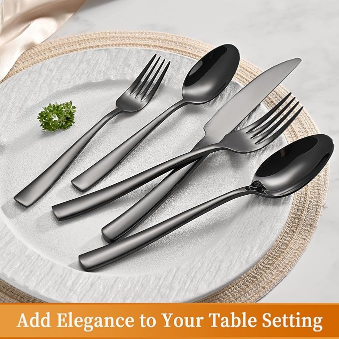 20-Piece Gold Silverware Set, Heavy Duty Stainless Steel Flatware Cutlery Set Service for 4, Food-Grade Utensil Sets for Home Restaurant, Dishwasher Safe
