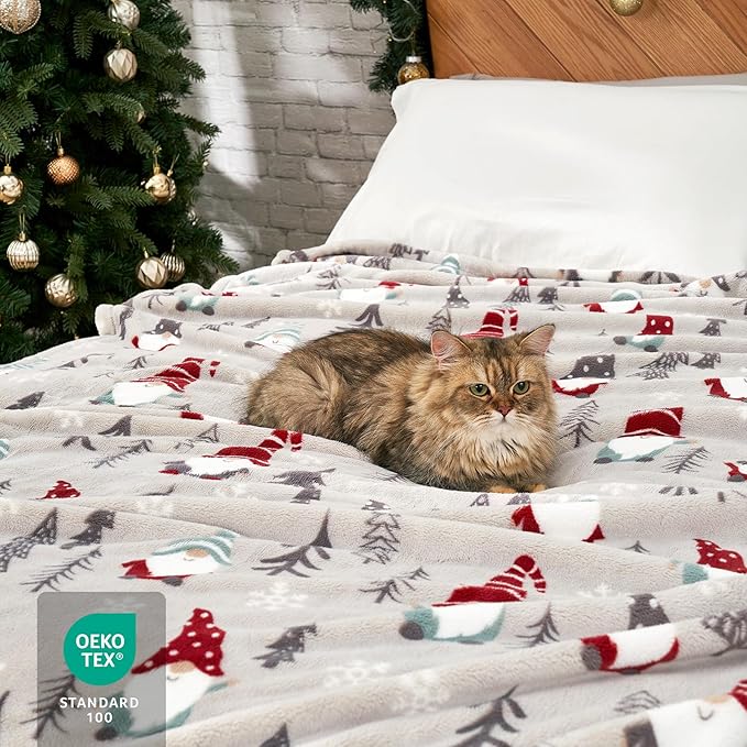 Cozy Bliss Gnome Throw Blanket Christmas Blanket Warm MilkyPlush™ Throw Blanket,Ultra Soft Cozy Blankets for Couch,Sofa and Bed(Xmas Gnome,60"x80")