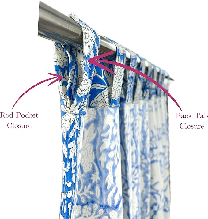 ATOSII Cotton Curtains (Azora Blue, 1 Panel - W 60" X L 108")