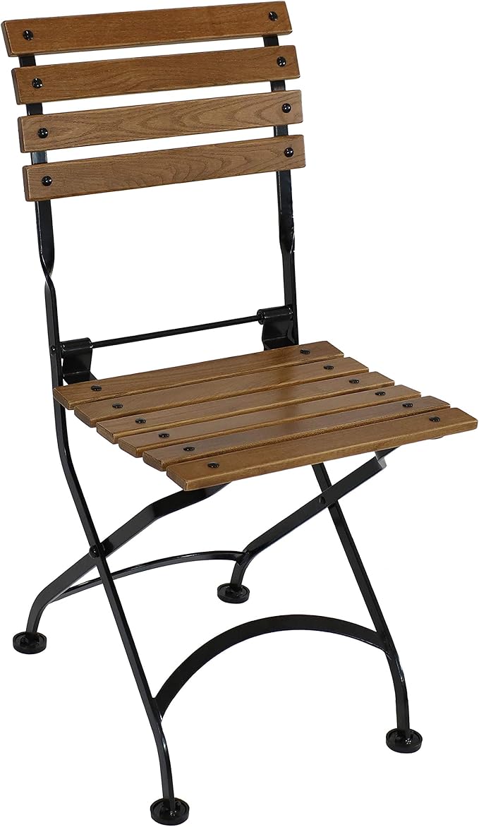 Sunnydaze European Chestnut Wooden Folding Dining Chair - for Indoor or Outdoor Use - Set of 2
