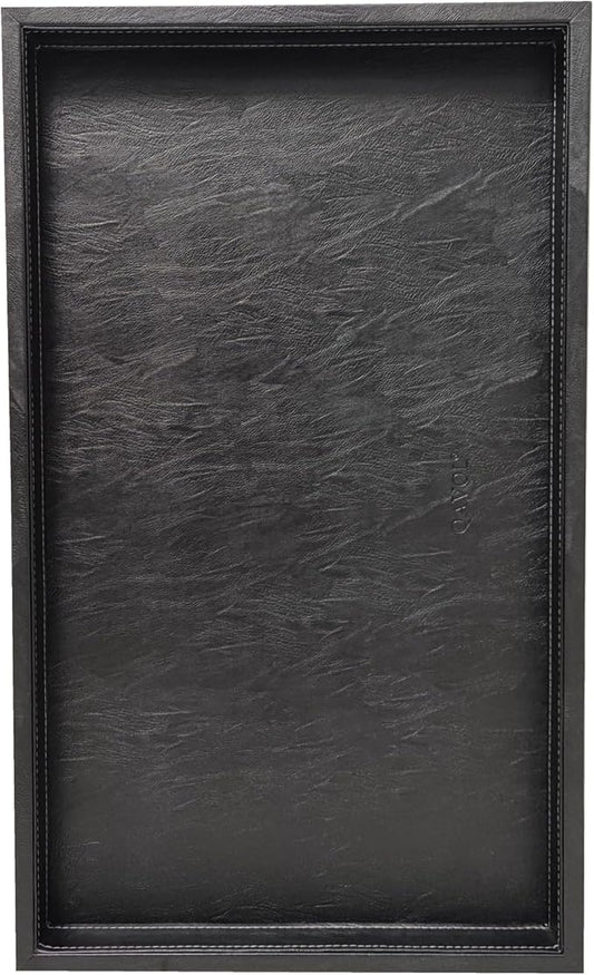 25 * 15 inches High-End Light Luxury Leather Rectangle Oversized Service Tray for Ottoman Tray, Coffee, Food, Family Dinner, Picnic, Party Essentials (Black, 25 * 15 inch)