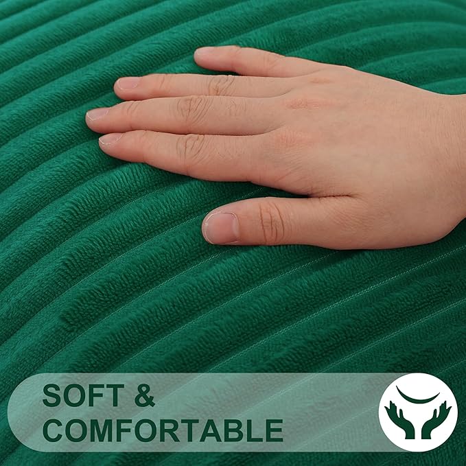 Simmore Decorative Throw Pillow Covers 16x16 Set of 2, Soft Natural Plush Flannel Double-Sided Fluffy Couch Pillow Covers for Sofa Living Room, Green