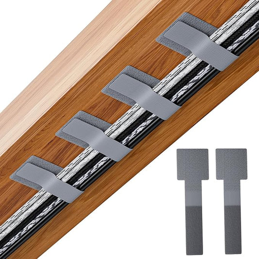 200pcs Hook and Loop Cable Ties, gliship Adhesive Wire Management, Adjustable Cable Straps Cord Wrappers Keeper Cord Holder, Sticky-Back Cord Organizer for Kitchen Appliances at Office, Home - Grey