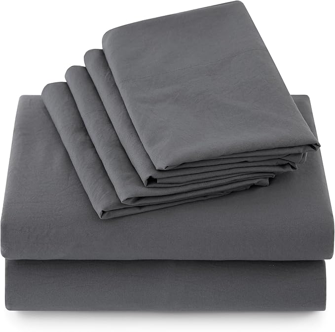 Bedsure Twin XL Sheet Sets - 4 Piece, Prewashed Ultra-Soft Extra Long Twin Sheets, Fits Mattresses Up to 18 Inches Thick, Breathable & Secure Fit, Luxury Dorm Bedding, Grey