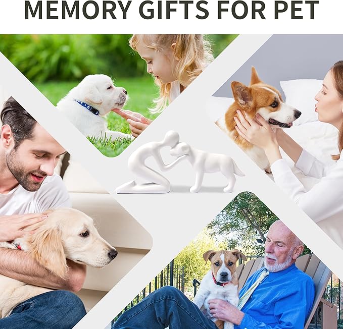 Dog Dad Gifts for Men,Unique Figurines Decor for The Home, Room,Bathroom,Shelf,Bedroom,Classroom,Statues Decorations for Pet Lover (White)