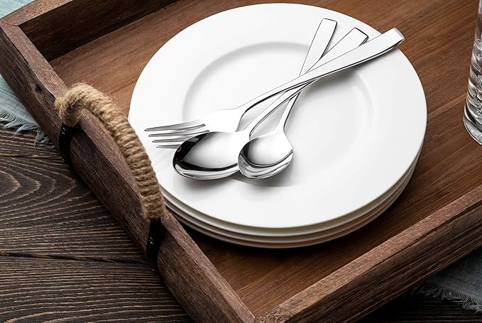 Godinger Silverware Set, Flatware Sets, Mirrored Stainless Steel Cutlery Set, Spoons Forks Knives, 20 Piece Set, Service for 4