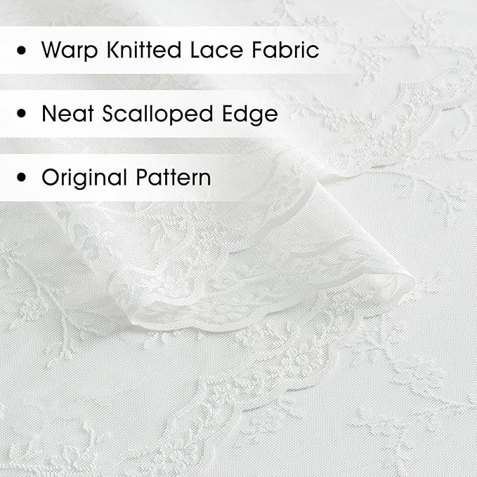 Sheer Lace Curtains 63 Inches Long, Vintage Floral Light Filtering Ivory Lace Curtains for Living Room & Bedroom, Rod Pocket, 2 Panels Set, Branch Pattern (Ivory, 52" W x 63" L)