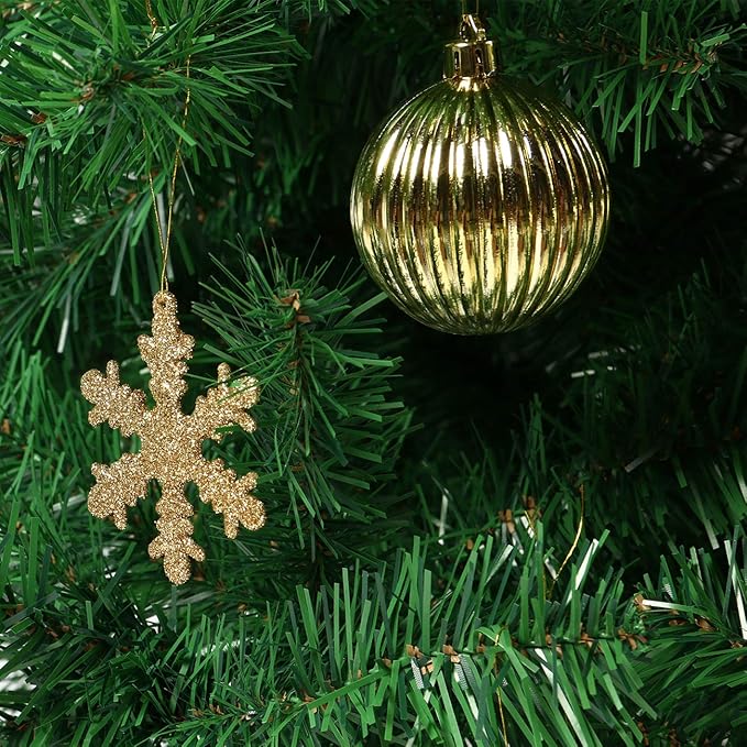 Sunnyglade 60ct Gold Christmas Tree Ball Ornaments Set Shatterproof Christmas Bling-Bling Hanging Decoration with Hand-held Gift Package for Xmas Tree Holiday Wedding Party (Gold)
