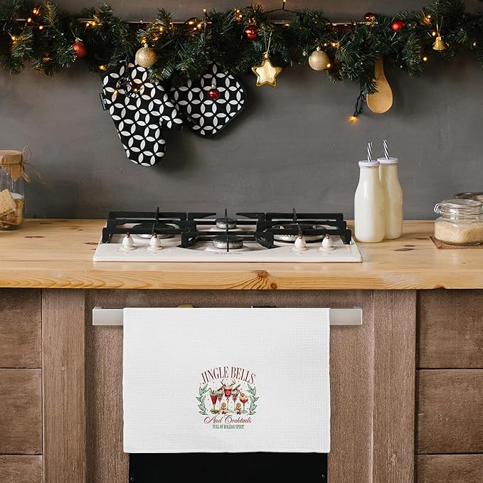 Christmas Kitchen Towels, Bar Towels for Home Bar Kitchen Decor Hand Towels for Kitchen, Christmas Dish Towels Tea Towels for Kitchen, 16x24 Inches