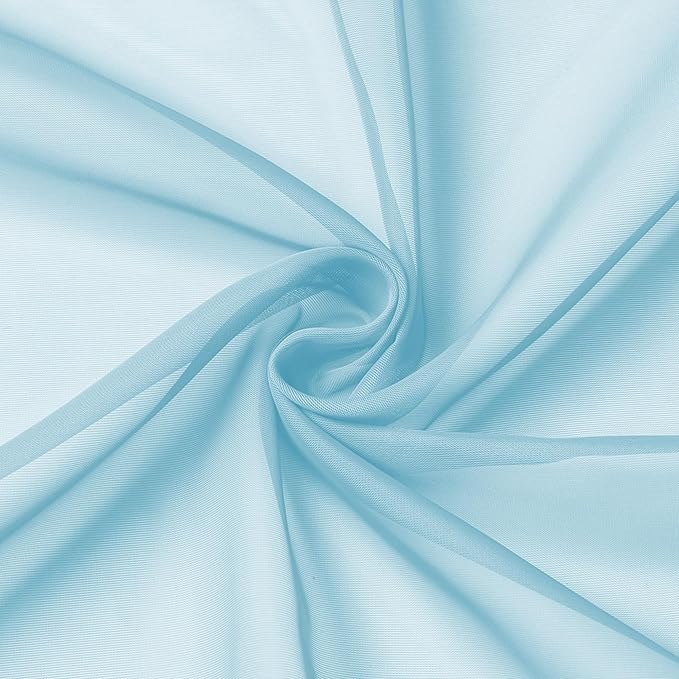 Aiyufeng 2 Pack: Basic Sky Blue Sheer Curtain Drapes 54 Inch Length 2 Panels for Living Room, Light Filtering Voile Drapes for Bedroom, Patio, Sliding Door, Each 42" W x 54" L