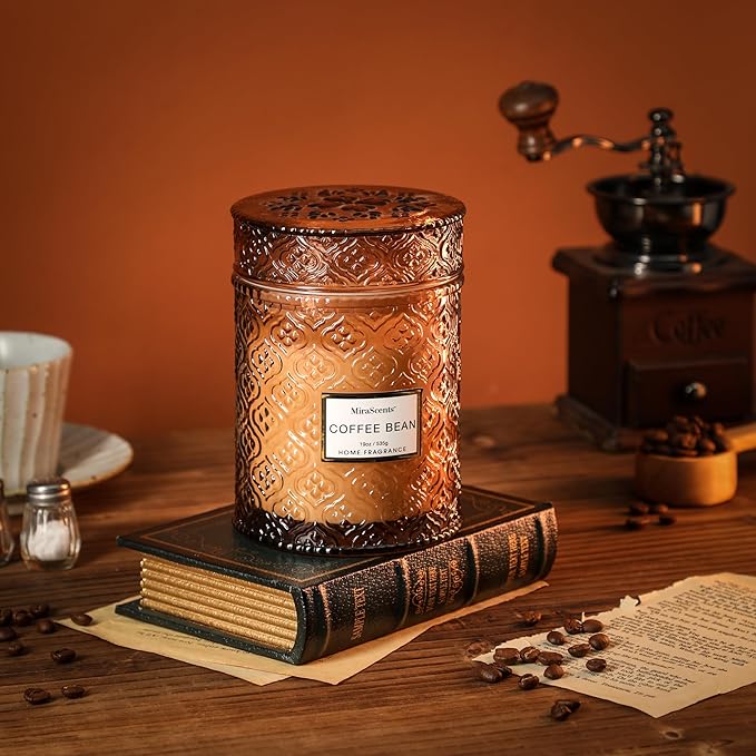 Coffee Bean Scented Candles, Large Natural Soy Candle, 88 Hours Burning Time, Decorative Candles in Glass, Mothers Day Candle Gifts for Women, 19oz