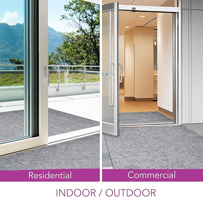 iCustomRug Hallway Runner Rug – 3x9ft Grey, Indoor/Outdoor, Non-Slip Rubber Backing, Low-Profile All-Weather Carpet, Non-Shedding & Easy Care, Entryway Mat Ideal for High Traffic Areas