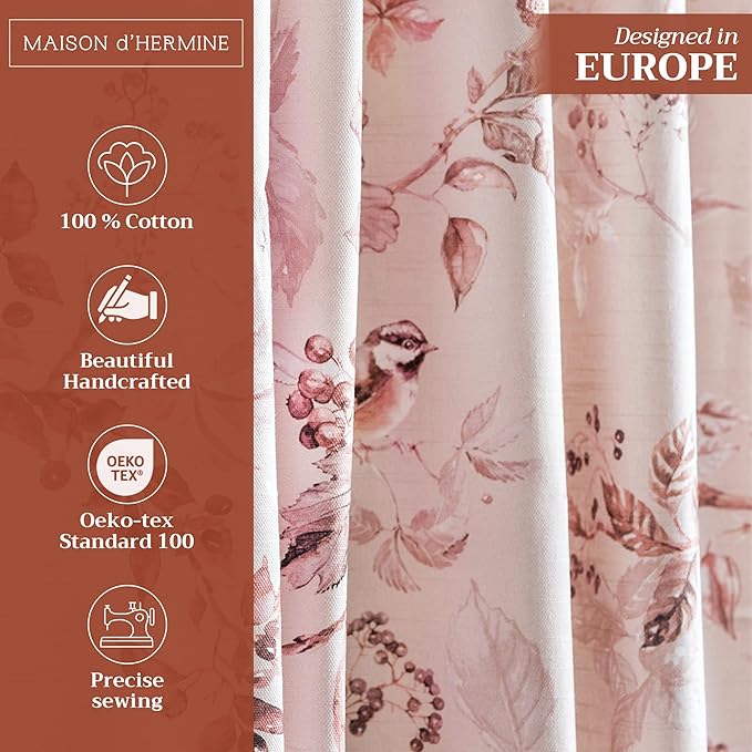 Maison d' Hermine Curtains for Living Room 100% Cotton 84 inch Length One Panel Light Filtering Curtains for Bedroom Windows with Rod and Loop Pockets Drapes (Equinoxe Beige, 50" W x 84" L)